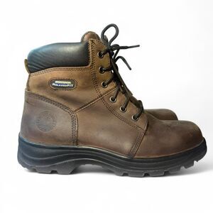 Skechers Workshire Peril Steel Toe Boots Womens Size 10 Brown Leather EH ASTM